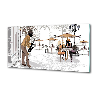 Pannello paraschizzi cucina con stampa a tema musicista di strada