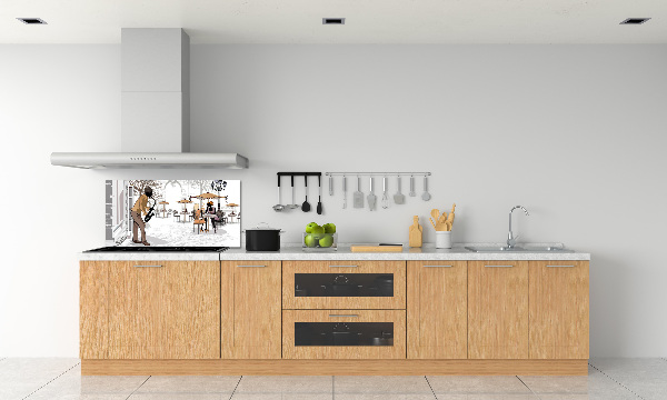 Pannello paraschizzi cucina con stampa a tema musicista di strada