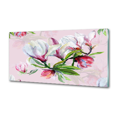 Rivestimento parete cucina con motivo di fiori di magnolia