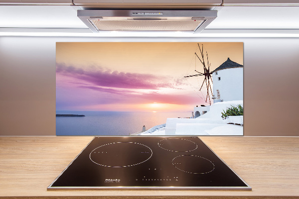 Pannello retrocucina con motivo Santorini, Grecia