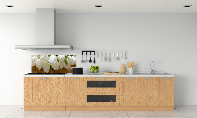 Pannello paraschizzi cucina con motivo di tulipani bianchi