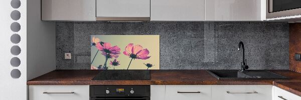 Rivestimento parete cucina con motivo di fiori rosa