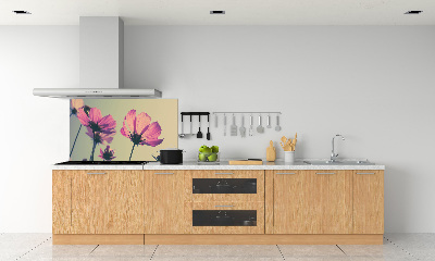 Rivestimento parete cucina con motivo di fiori rosa
