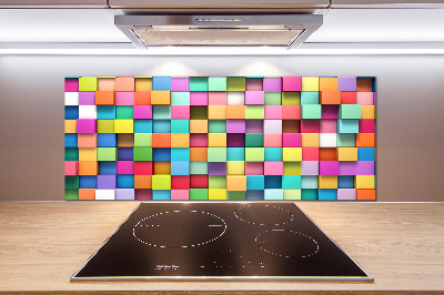 Rivestimento parete cucina con quadrati colorati