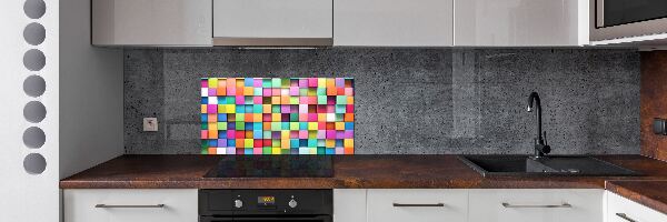 Rivestimento parete cucina con quadrati colorati