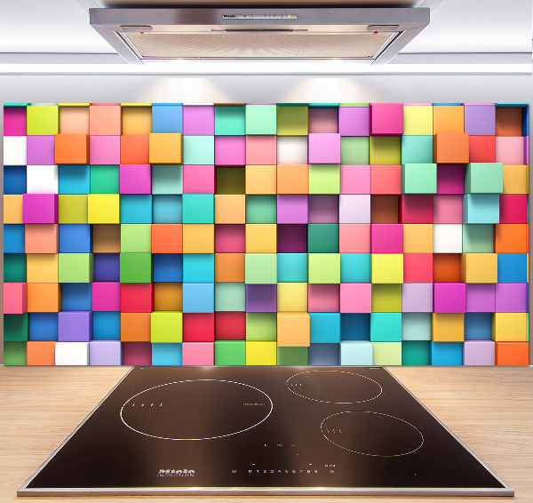 Rivestimento parete cucina con quadrati colorati