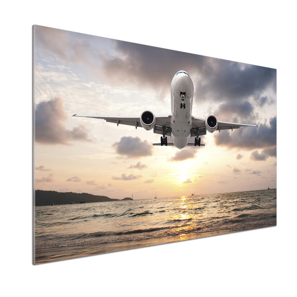 Pannello retrocucina con stampa raffigurante un aereo sopra il mare