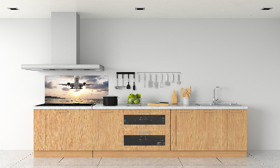 Pannello retrocucina con stampa raffigurante un aereo sopra il mare