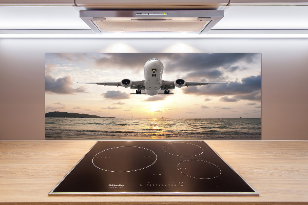 Pannello retrocucina con stampa raffigurante un aereo sopra il mare