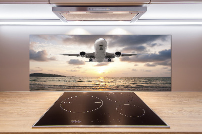 Pannello retrocucina con stampa raffigurante un aereo sopra il mare
