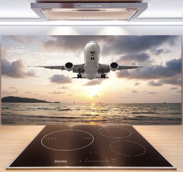 Pannello retrocucina con stampa raffigurante un aereo sopra il mare