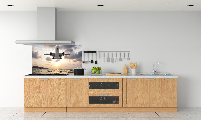 Pannello retrocucina con stampa raffigurante un aereo sopra il mare