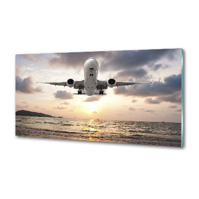 Pannello retrocucina con stampa raffigurante un aereo sopra il mare