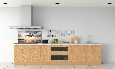 Pannello retrocucina con stampa raffigurante un aereo sopra il mare