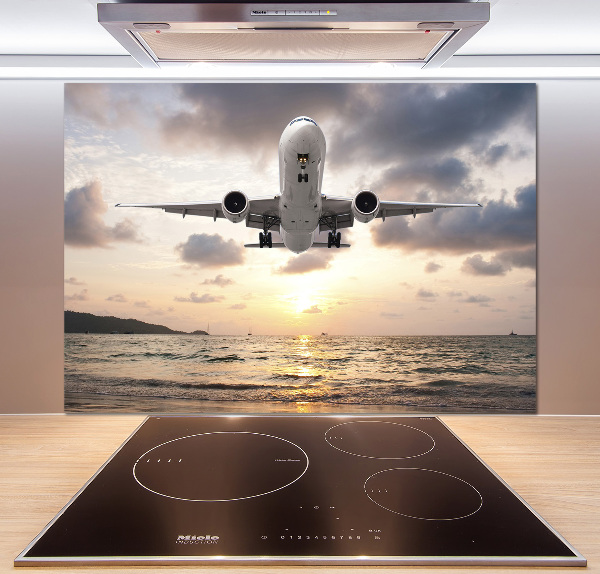 Pannello retrocucina con stampa raffigurante un aereo sopra il mare