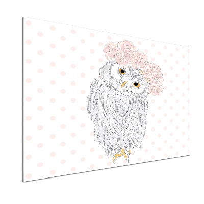 Rivestimento parete cucina con motivo di gufo in una ghirlanda