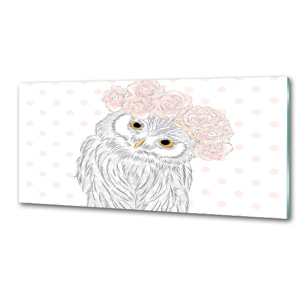 Rivestimento parete cucina con motivo di gufo in una ghirlanda