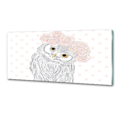 Rivestimento parete cucina con motivo di gufo in una ghirlanda