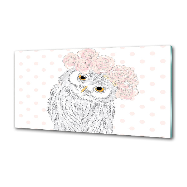 Rivestimento parete cucina con motivo di gufo in una ghirlanda