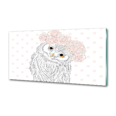 Rivestimento parete cucina con motivo di gufo in una ghirlanda