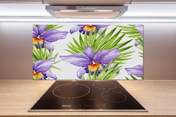 Rivestimento parete cucina con motivo orchidea