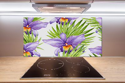 Rivestimento parete cucina con motivo orchidea