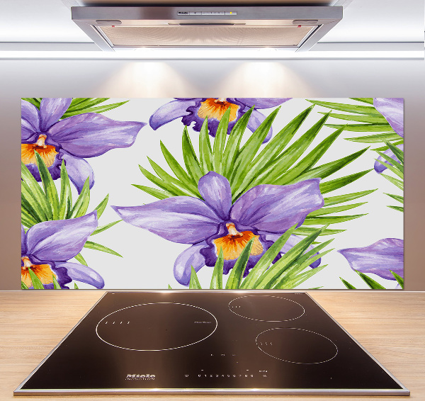 Rivestimento parete cucina con motivo orchidea