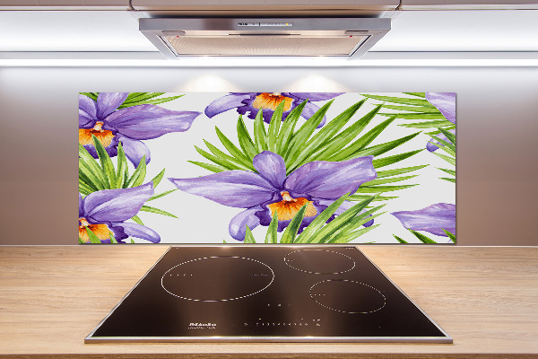 Rivestimento parete cucina con motivo orchidea