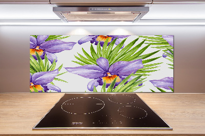 Rivestimento parete cucina con motivo orchidea