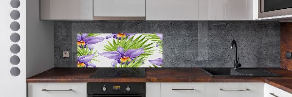 Rivestimento parete cucina con motivo orchidea
