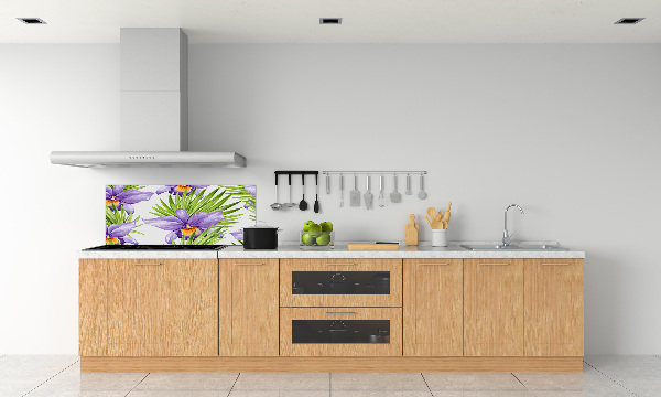 Rivestimento parete cucina con motivo orchidea