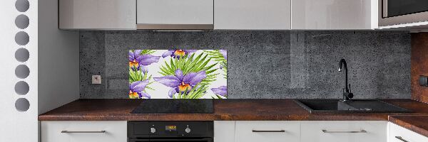 Rivestimento parete cucina con motivo orchidea