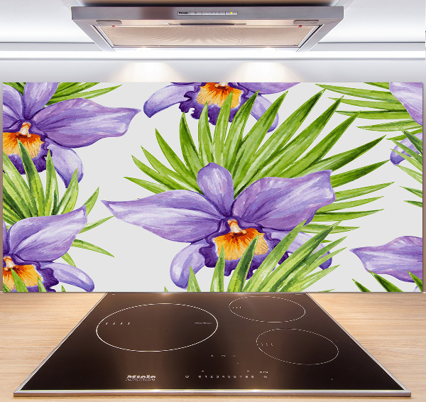 Rivestimento parete cucina con motivo orchidea