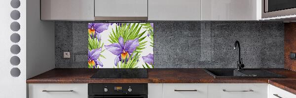 Rivestimento parete cucina con motivo orchidea