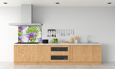Rivestimento parete cucina con motivo orchidea