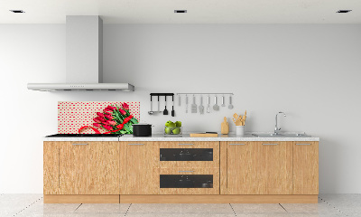 Pannello paraschizzi cucina con motivo di tulipani a forma di cuore