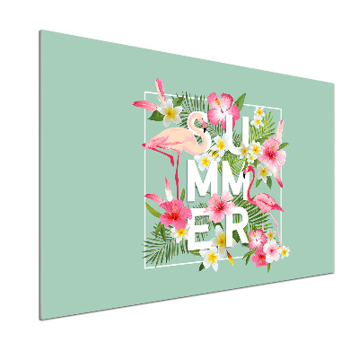 Pannello paraschizzi cucina con motivo vacanze e fenicotteri