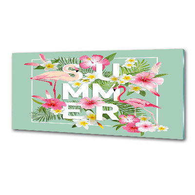 Pannello paraschizzi cucina con motivo vacanze e fenicotteri