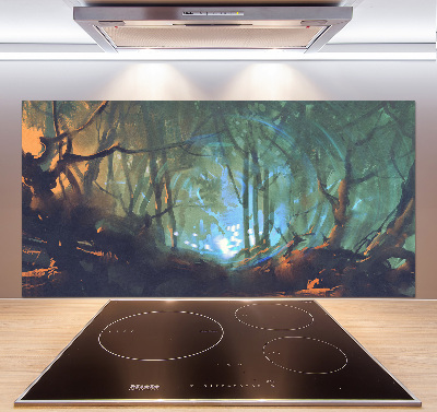 Pannello paraschizzi cucina con stampa 'Foresta mistica'