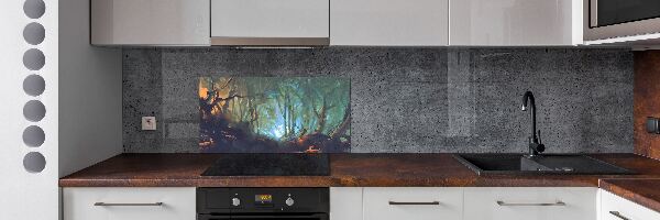 Pannello paraschizzi cucina con stampa 'Foresta mistica'
