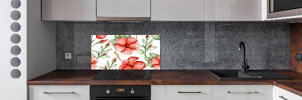Pannello retrocucina con motivo di fiori tropicali