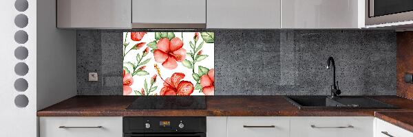 Pannello retrocucina con motivo di fiori tropicali
