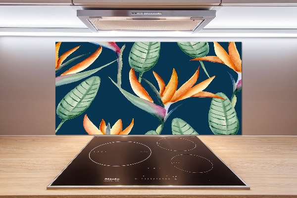 Rivestimento parete cucina con motivo Strelitzia reginae