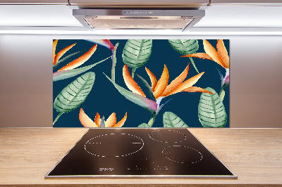 Rivestimento parete cucina con motivo Strelitzia reginae