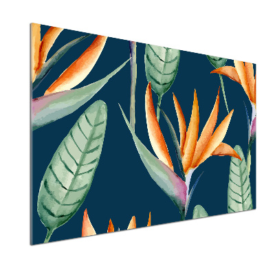 Rivestimento parete cucina con motivo Strelitzia reginae