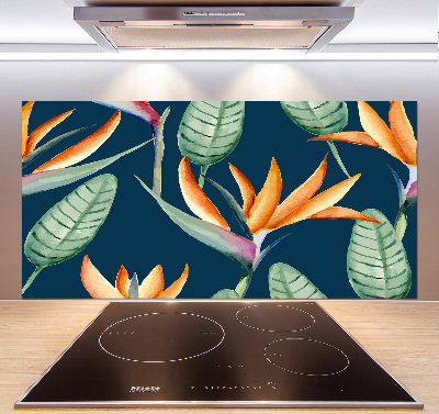 Rivestimento parete cucina con motivo Strelitzia reginae