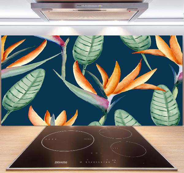 Rivestimento parete cucina con motivo Strelitzia reginae