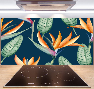 Rivestimento parete cucina con motivo Strelitzia reginae