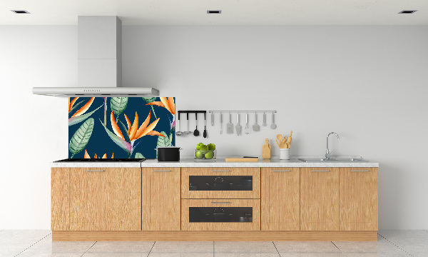 Rivestimento parete cucina con motivo Strelitzia reginae