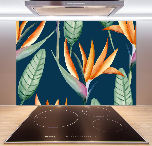 Rivestimento parete cucina con motivo Strelitzia reginae